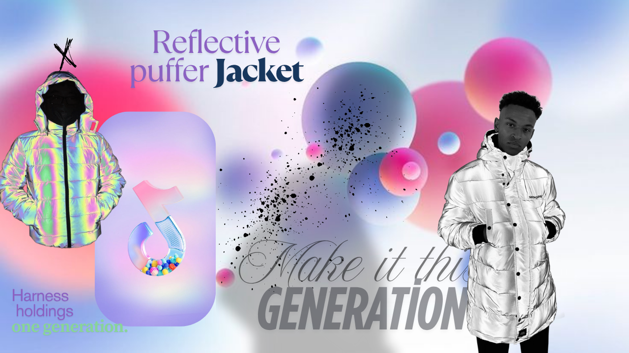 harness holdings reflective puffer jacket poster